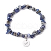 Natural Lapis Lazuli Chip Beaded Stretch Bracelets BJEW-JB11133-11-1