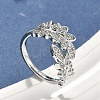 Brass Micro Pave Cubic Zirconia Cuff Rings for Women RJEW-D322-05P-1
