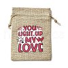 12Pcs 4 Styles Valentine's Day Printed Rectangle Burlap Cloth Packing Pouches ABAG-U006-02D-2