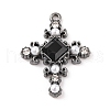 Cross Theme Brass Micro Pave Clear Cubic Zirconia Pendants ZIRC-I067-04A-02-1