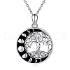 Rhodium Plated 925 Sterling Silver Tree of Life Pendant Necklaces PW-WGD3068-01-1