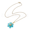Flower Handmade Glass Seed Beaded Pendant Necklaces NJEW-MZ00096-05-4