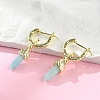 Natural Flower Amazonite Hoop Earrings EJEW-P306-01G-11-3