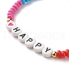 Word HAPPY Stretch Bracelets BJEW-JB07524-10-4