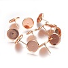 304 Stainless Steel Stud Earrings Findings X-STAS-P227-38RG-B-1