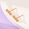 201 Stainless Steel Beaded Horizontal Bar Stud Earrings with 316 Stainless Steel Pin for Women STAS-K238-01G-1
