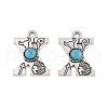 Synthetic Turquoise & Alloy Pendants PALLOY-H146-01AS-X-1