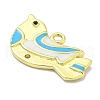Real 18K Gold Plated Brass Enamel Robin Bird Pendants KK-L224-060G-02-2