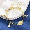 Rack Plating Teardrop Brass Micro Pave Cubic Zirconia Charm Bracelets BJEW-L702-01G-2