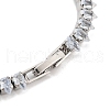 Brass Pave Clear Cubic Zirconia Teardrop Link Bracelets BJEW-YWC0002-08P-3