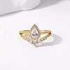 Brass Micro Pave Cubic Zirconia Double Layer Finger Rings IQ6889-1-3