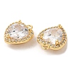 Brass and Clear Cubic Zirconia Pendants ZIRC-Q202-05G-2