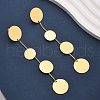 304 Stainless Steel Flat Round Tassel Stud Earrings EJEW-C142-11G-3