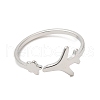 304 Stainless Steel Star & Airplane Open Cuff Ring for Women X-RJEW-M149-12P-1