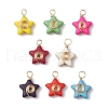 Dyed Synthetic Turquoise Copper Wire Wrapped Vortex Star Pendants PALLOY-JF03587-01-1
