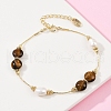 Brass Natural Freshwater Pearl Beaded Bracelets for Women BJEW-U046-01G-2