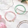 Natural Green Aventurine and Synthetic Cherry Quartz Glass Stretch Bracelets BJEW-JB11961-1