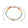 Colorful Glass Seed & Brass Braided Bead Bracelet BJEW-JB10138-02-1