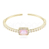 Cubic Zirconia Rectangle Open Cuff Bangle BJEW-G651-05G-01-1