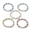 Natural Lava Rock & Synthetic Aqua Terra Jasper & Natural Aquamarine Beads Strethch Bracelets BJEW-JB11666-2