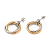 Double Rings 304 Stainless Steel Stud Earrings for Women EJEW-U003-20-1