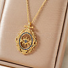 Bohemian Brass Pave Blue Cubic Zirconia Eye Pendant Necklaces NX3734-1-1