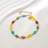 Elegant Vintage Style Brass & Faceted Oval Glass Link Chain Adjustable Ladies Anklets FX7891-1-1