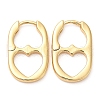 Rack Plating Brass Oval with Heart Hoop Earrings EJEW-D064-09G-1