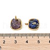 Natural Mixed Stone Chip 304 Stainless Steel Square Charms KK-P300-29G-3