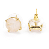 Natural Rose Quartz Stud Earrings EJEW-L196-05F-2