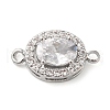 Brass Pave Clear Cubic Zirconia Connector Charms KK-G503-31P-1