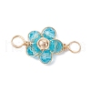 9Pcs Copper Wire Wrapped Glass & Brass Beads Connector Pendants PALLOY-JF03647-3