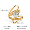 European Style Hollow Design Stainless Steel Beaded Adjustable Open Cuff Rings ZU9443-3-1