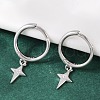 Star 925 Sterling Silver Micro Pave Clear Cubic Zirconia Hoop Earrings for Women EJEW-G427-03P-2