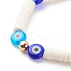 Polymer Clay Heishi Surfer Stretch Bracelet with Lampwork Evil Eye Beaded for Women BJEW-JB08386-01-4