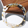 Bohemian Style Natural Sesame Jasper & White Jade Cuboid & Natural Pearl Beaded Necklaces PY9545-3