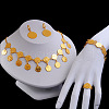 Islamic Coin Brass Pendant Necklace & Hoop Earrings & Link Bracelets & Rings Sets FS-WG3A3B8-01-4