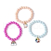 3Pcs 3 Colors ABS Plastic Imitation Pearl Beads Stretch Bracelets BJEW-JB11584-3