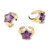 Star Natural Amethyst Cubic Zirconia Cuff Rings RJEW-M076-02G-08-2