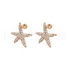 Brass Micro Pave Clear Cubic Zirconia Stud Earring Findings KK-S364-135-1