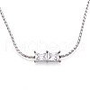 304 Stainless Steel Crystal Rhinestone Rectangle Link Chain Necklaces NJEW-T016-07S-4