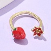 Brass with Enamel Cuff Open Rings for Women RJEW-Q019-01B-G-2