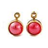 304 Stainless Steel Wrapped Dyed Natural Quartz Round Charms STAS-H235-01G-04-1