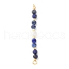 Faceted Round Natural Lapis Lazuli & Kyanite & Potato Natural Cultured Freshwater Pearl Beaded Connector Charms PALLOY-JF03531-02-1