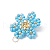 Glass Seed Beaded Flower Pendants PALLOY-MZ00712-05-4