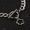 Flower 304 Stainless Steel Double Link Chain Bracelets BJEW-K064-P-2