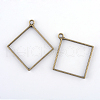 Rack Plating Alloy Rhombus Open Back Bezel Pendants X-PALLOY-S047-22F-FF-1