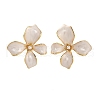 Flower Brass Enamel Stud Earrings EJEW-P308-02G-B-2