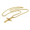 Cross 201 Stainless Steel Pendant Necklaces NJEW-F320-02G-2