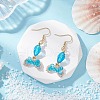 Fishtail 304 Stainless Steel Glass Dangle Earrings EJEW-MZ00458-05-1
